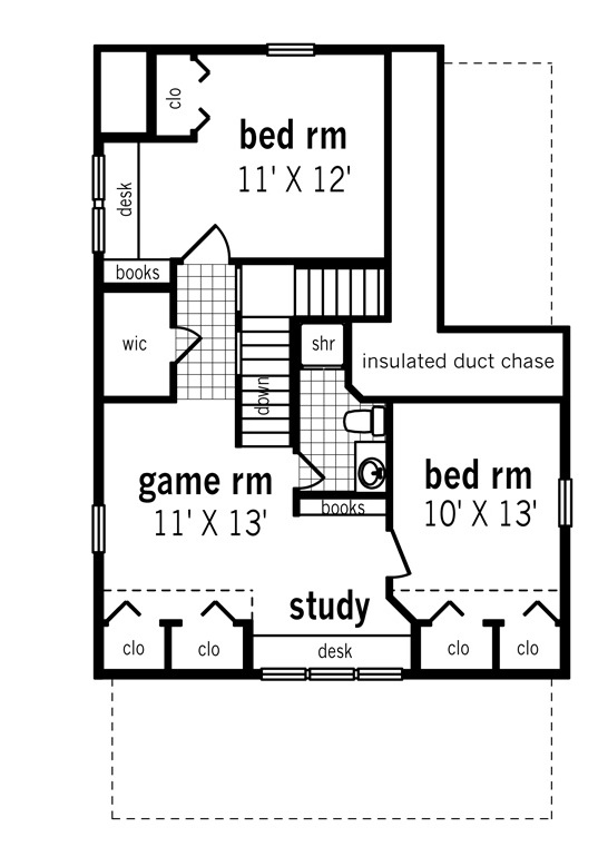 Upper level floor plan image of The Jefferson - 1625 House Plan